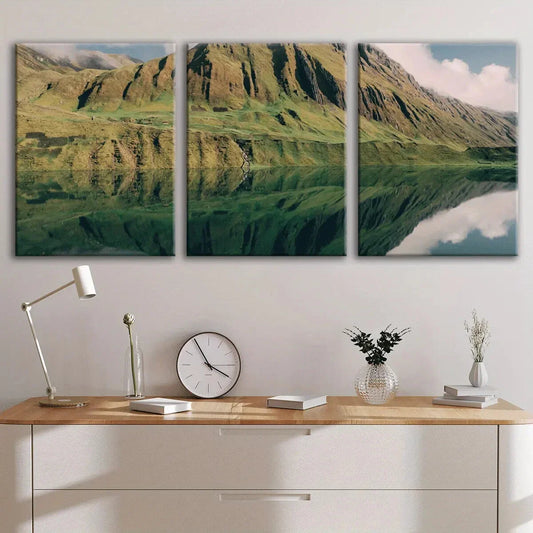 3pcs Mountain Lake Reflection Metal Print Ready to Hang Art
