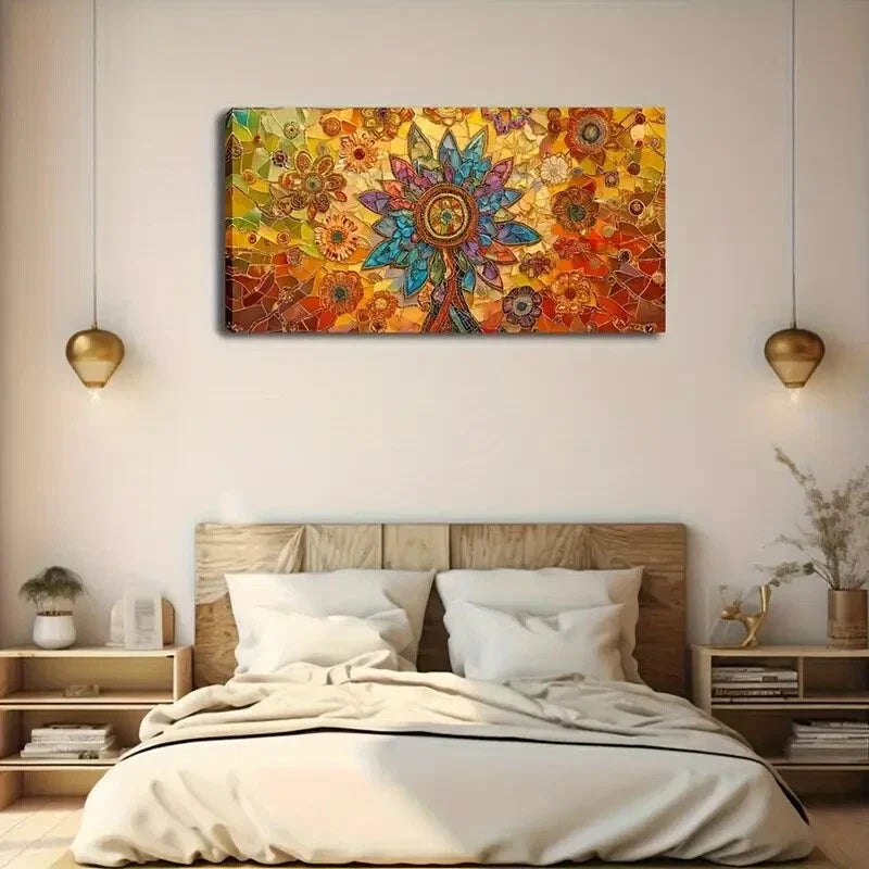Colorful Centerpiece Floral Wall Art Canvas Office Home Room Framed 120x60cm