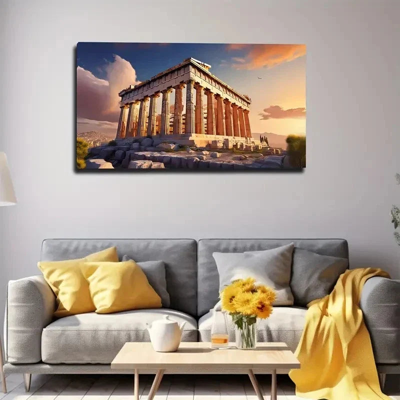 Greek Tourist Attraction Wall Art Canvas Office Home Room Framed 120x60cm