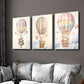 3pcs Cartoon Hot Air Balloon Baby Arctic Hare Wall Art Set Canvas Framed 40x60cm - High Quality Print 100% Australian Made Wall Canvas Ready to Hang