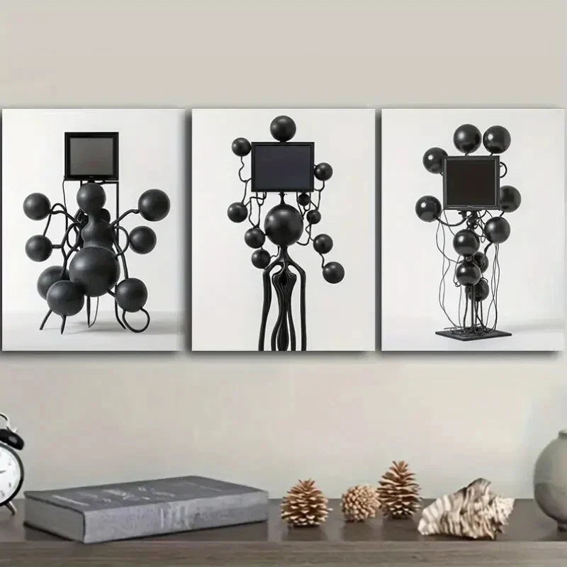 3pcs Many Floating Spheres, TV Shape Wall Art Set Canvas Framed 40x60cm - High Quality Print 100% Australian Made Wall Canvas Ready to Hang