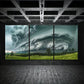 3pcs Strong Thunderstorm Over the Park Metal Print Ready to Hang Art