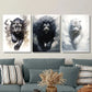 3pcs Black Cheetah, Lion & White Tiger Metal Print Ready to Hang Art