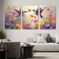 3pcs Vibrant Hummingbirds & Flowers Metal Print Ready to Hang Art