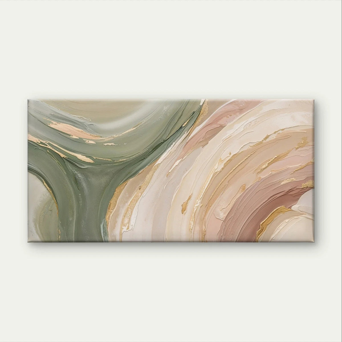 Neutral Abstract Paint Modern Wall Art Canvas Office Home Framed 120x60cm