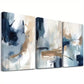 3pcs Abstract Wall Art In Shades Of Blue And Brown And White Canvas Framed 40x60cm - High Quality Print 100% Australian Made Wall Canvas Ready to Hang