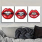 3pcs  Glamorous Red Lips with Diamond Ring Wall Art Set Canvas Framed 40x60cm - High Quality Print 100% Australian Made Wall Canvas Ready to Hang