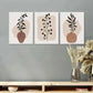 3pcs Beige & Brown Palette Botanical Metal Print Ready to Hang Art
