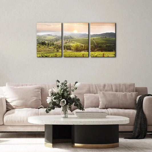 3pcs Nature Tuscany Italy Mountains Sunrise Metal Print Ready to Hang Art