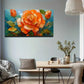 Vibrant Orange Rose Wall Art Canvas Office Home Room Framed 80x45cm