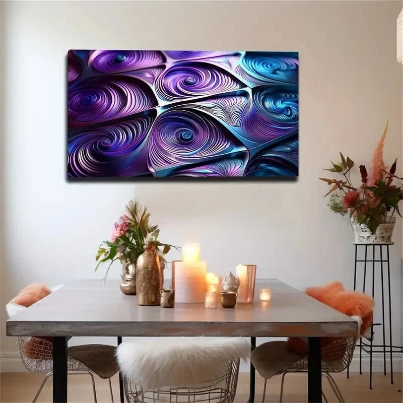 Abstract Purple Feathers Wall Art Canvas Office Home Room Framed 120x60cm
