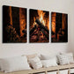 3pcs Wood Burning in Country Cottage Fireplace Wall Art Set Canvas Framed 40x60cm - High Quality Print 100% Australian Made Wall Canvas Ready to Hang