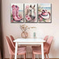 3pcs Coastal Cowboy Canvas Wall Art Western Girl  Metal Print Ready to Hang Art