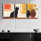 3pcs Colorful Modern Black Cat & Yellow Perfect Wall Art Set Canvas Framed 40x60cm - High Quality Print 100% Australian Made Wall Canvas Ready to Hang