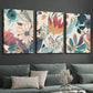 3pcs Vibrant Abstract Floral  Wall Art Set Canvas Framed 40x60cm - High Quality Print 100% Australian Made Wall Canvas Ready to Hang