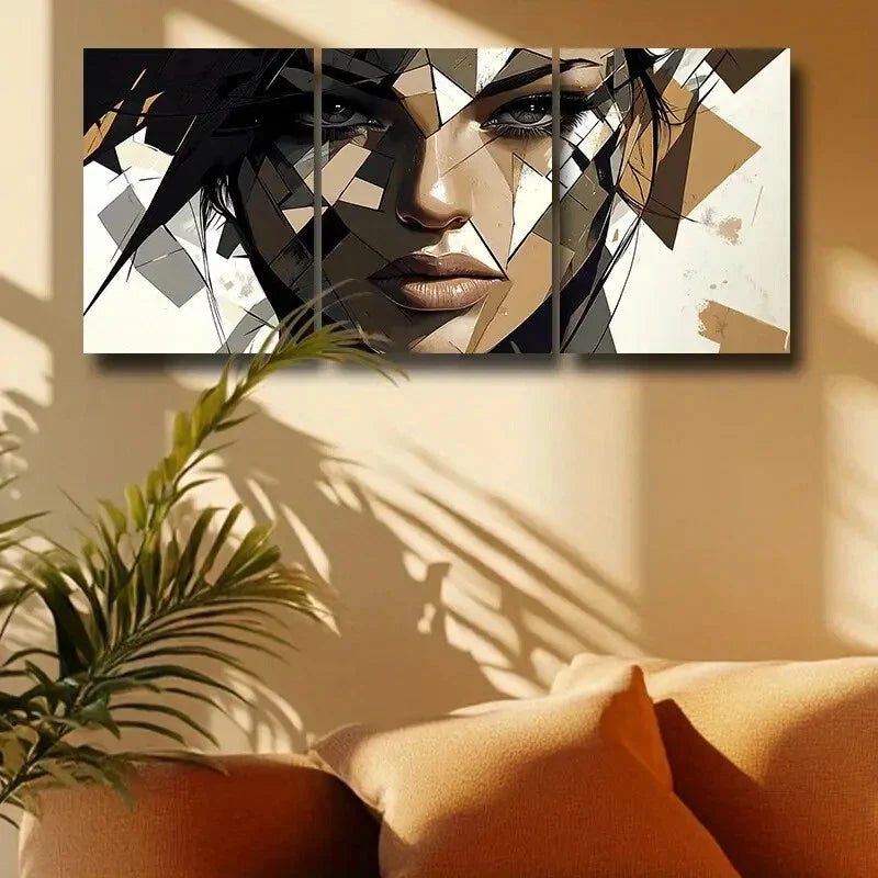 3pcs Modern Abstract Broken Woman Design Metal Print Ready to Hang Art