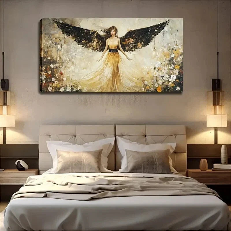 Wings on Her Back and Blooming Wall Art Canvas Office Home Room Framed 120x60cm