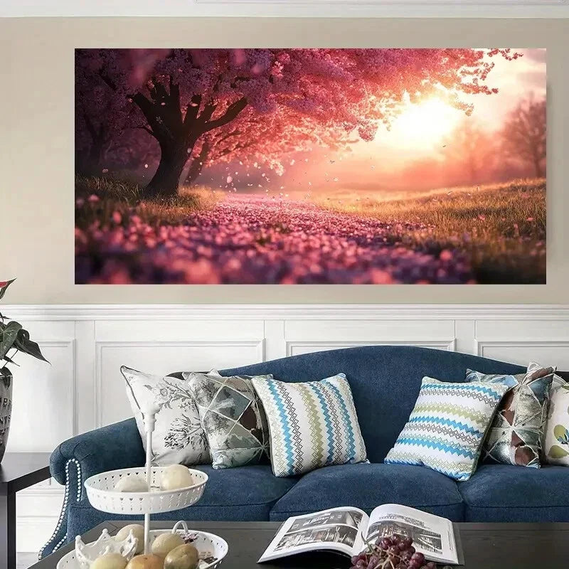 Blooming Cherry Blossom Serene Wall Art Canvas Office Home Room Framed 120x60cm