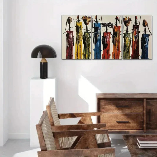3pcs Maasai Typography Poster African Painting Metal Print Ready to Hang Art