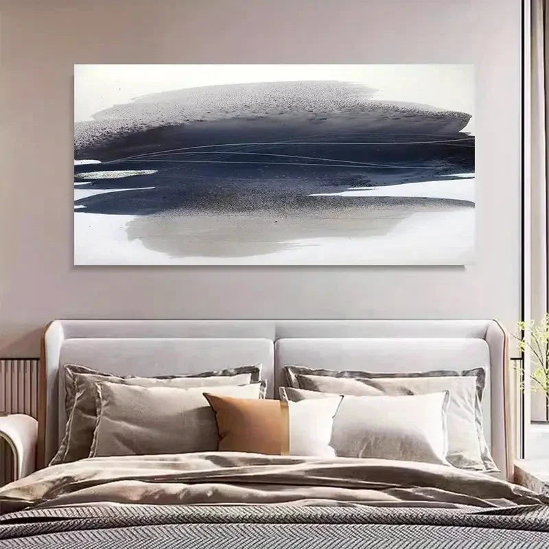 Abstract Black Ink Graffiti Wall Art Canvas Office Home Room Framed 120x60cm