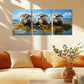 3pcs Three Lovely Otters with Shells Metal Print Ready to Hang Art
