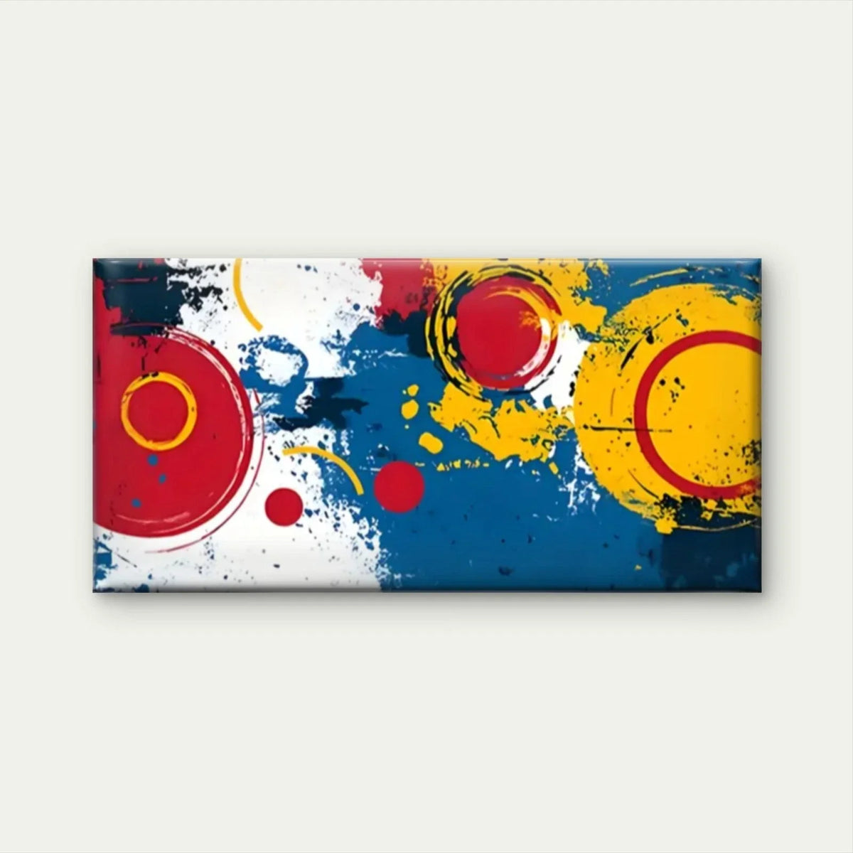 Circle Colourful Abstract Wall Art Canvas Office Home Room Framed 80x45cm