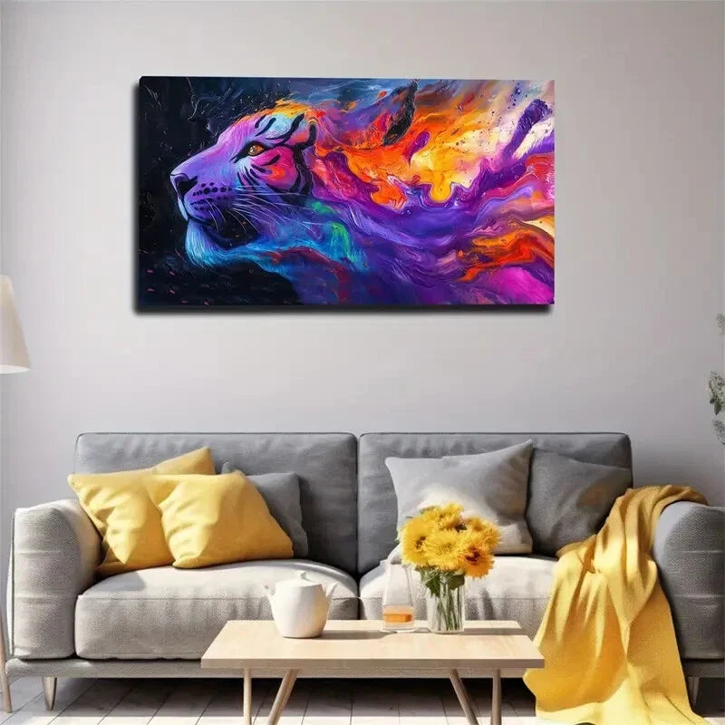 Purple Orange Pink Blue Black Wall Art Canvas Office Home Room Framed 120x60cm