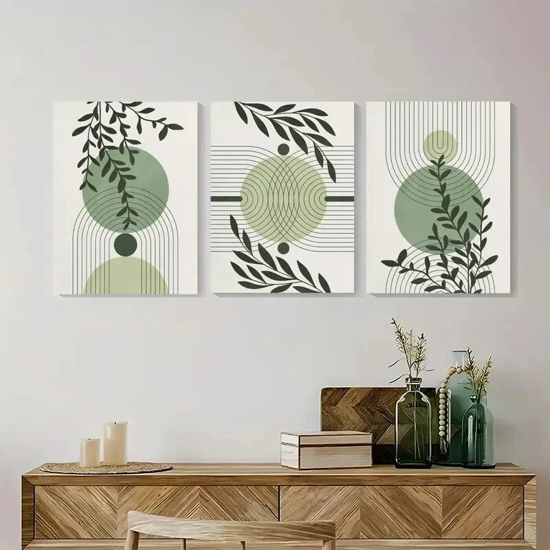 3pcs Botanical Floral Sage Green Artwork MidMetal Print Ready to Hang Art