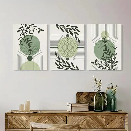 3pcs Botanical Floral Sage Green Artwork MidMetal Print Ready to Hang Art