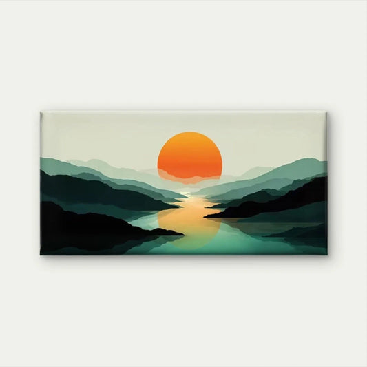 Sunset Mountain Landscape Wall Art Canvas Office Home Room Framed 80x45cm