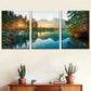 3pcs Sunrise Mountains, Forest, Lake Reflections Wall Art Set Canvas Framed 40x60cm - High Quality Print 100% Australian Made Wall Canvas Ready to Hang
