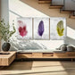 3pcs Colorful Abstract Feather Prints Wall Art Set Canvas Framed 40x60cm - High Quality Print 100% Australian Made Wall Canvas Ready to Hang