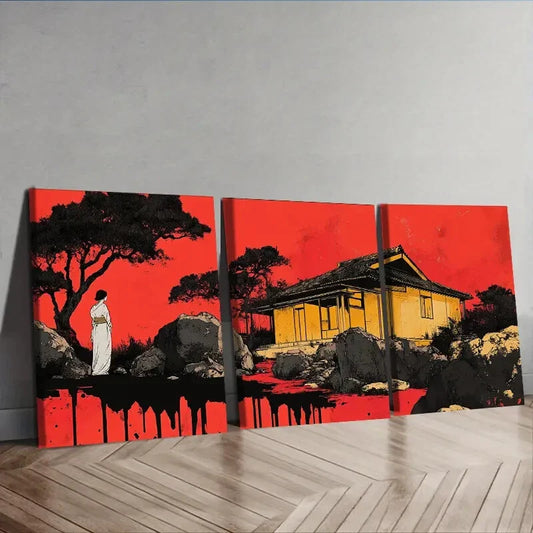 3pcs Ancient buildings,  Wall Art Set Canvas Framed 40x60cm - High Quality Print 100% Australian Made Wall Canvas Ready to Hang