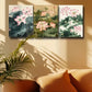 3pcs Pink Lotus Flower with Greenery Metal Print Ready to Hang Art