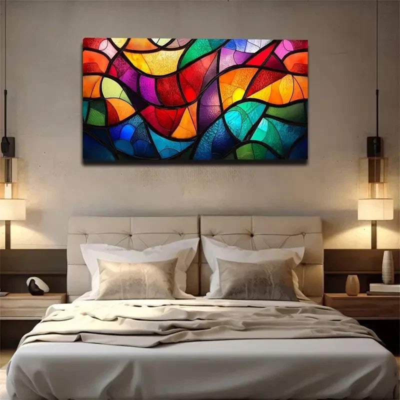 Vibrant Colorful Patterns Decor Wall Art Canvas Office Home Room Framed 120x60cm