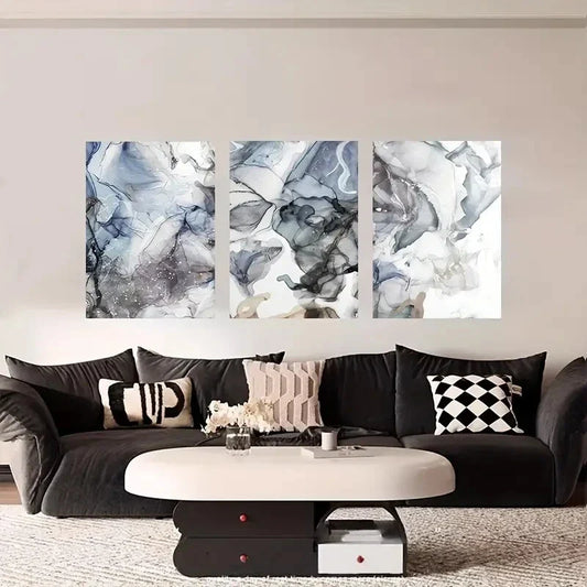 3pcs Abstract Deco Style Metal Print Ready to Hang Art