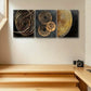 3pcs Concentric Circles Design in Black and Golden Metal Print Ready to Hang Art