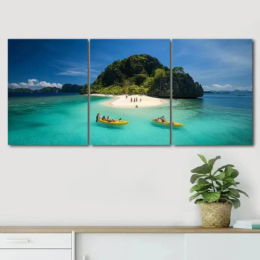 3pcs Featuring Tropical Islands Nature Perfect Wall Art Set Canvas Framed 40x60cm - High Quality Print 100% Australian Made Wall Canvas Ready to Hang