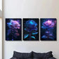3pcs Rose burning with thorns, Metal Print Ready to Hang Art