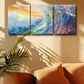 3pcs Modern Abstract Seascape with Sunset & Waves Metal Print Ready to Hang Art