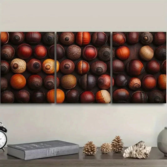3pcs Modern Style Acorn Metal Print Ready to Hang Art