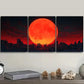 3pcs Big Red Moon , Modern Metal Print Ready to Hang Art
