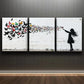 3pcs Small Girl Colourful Butterflies Metal Print Ready to Hang Art