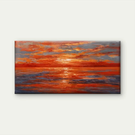 Ocean Sunset Nature Wall Art Canvas Office Home Room Framed 80x45cm