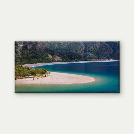 Beach View with Palm Trees Wall Art Canvas Office Home Room Framed 120x60cm