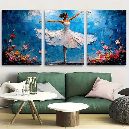 3pcs Impressionist Beautiful Ballet Dancer Metal Print Ready to Hang Art