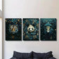 3pcs Blue geometric animal poster, animal Metal Print Ready to Hang Art