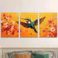 3pcs Vibrant Tropical Hummingbird & Florals Design Metal Print Ready to Hang Art