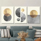 3pcs Golden sphere poster, art Metal Print Ready to Hang Art