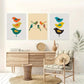 3pcs Mid-Century Modern Bird Illustrations Metal Print Ready to Hang Art